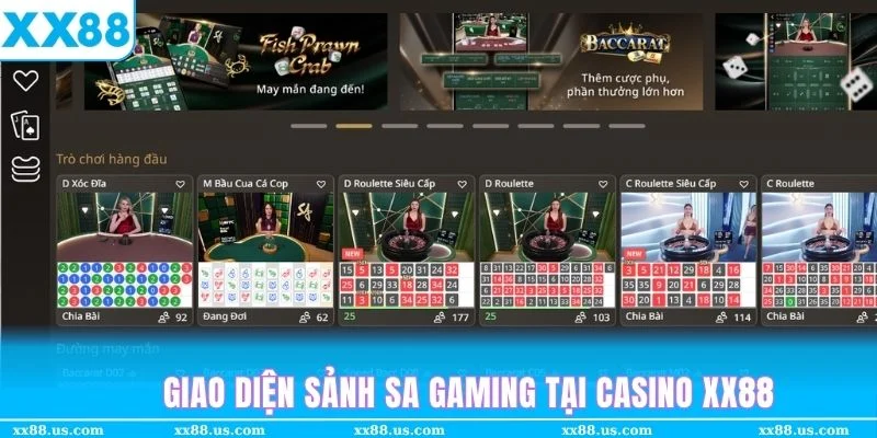 Giao diện sảnh SA GAMING tại Casino XX88